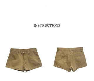 flanged denim shorts