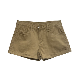 flanged denim shorts
