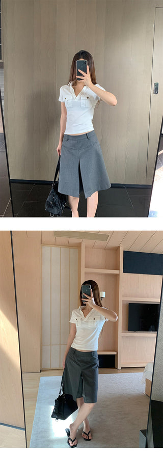 pleated suit skirt