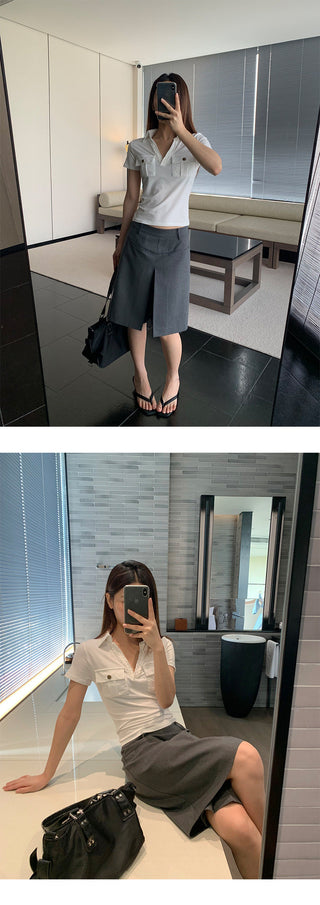 pleated suit skirt