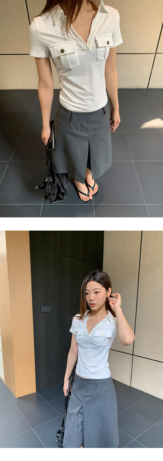 pleated suit skirt