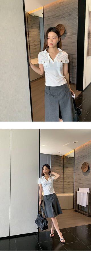 pleated suit skirt