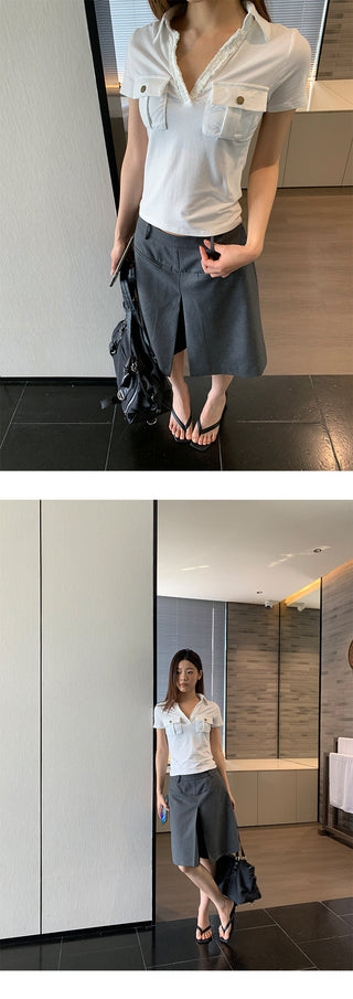 pleated suit skirt