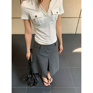 pleated suit skirt