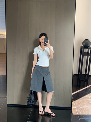 pleated suit skirt