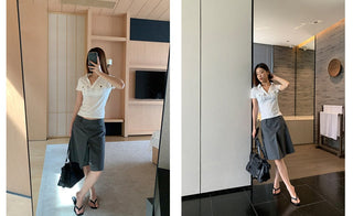 pleated suit skirt