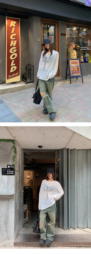 ripped straight jeans