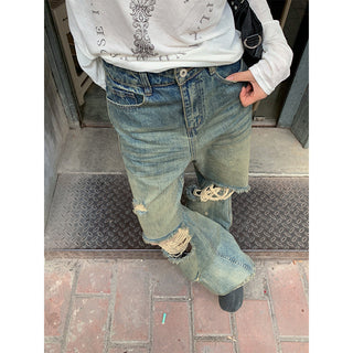 ripped straight jeans