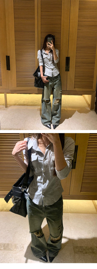 ripped straight jeans