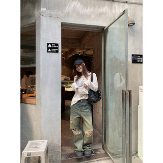 ripped straight jeans