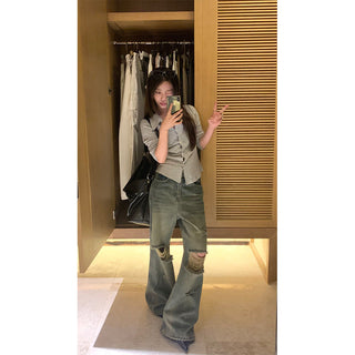 ripped straight jeans