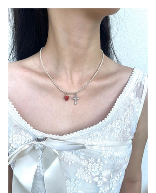 strawberry cross necklace