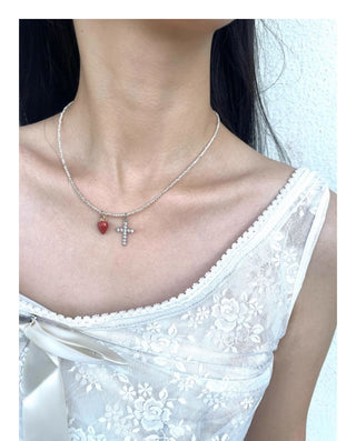 strawberry cross necklace