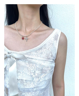 strawberry cross necklace