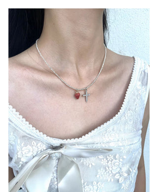 strawberry cross necklace