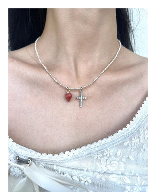 strawberry cross necklace