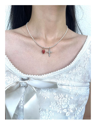 strawberry cross necklace