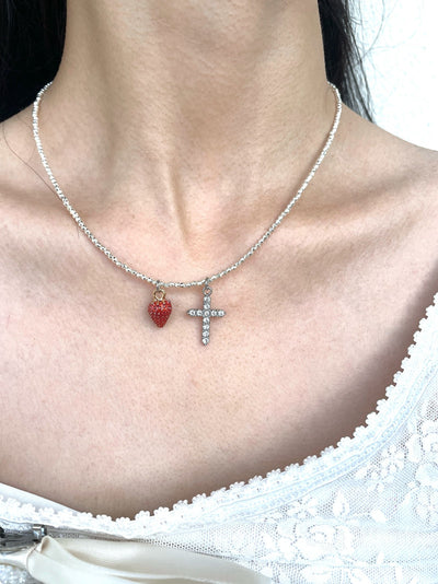 strawberry cross necklace