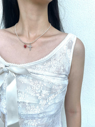 strawberry cross necklace
