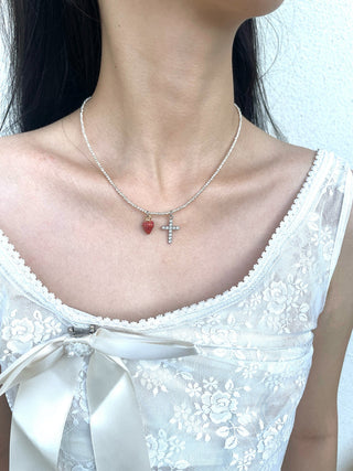 strawberry cross necklace