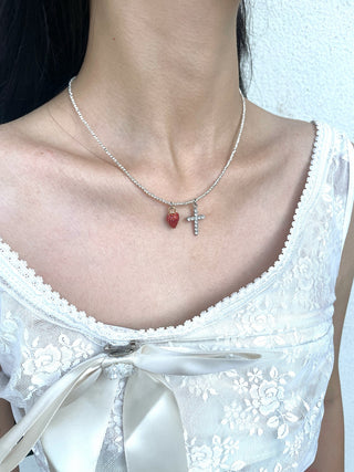 strawberry cross necklace