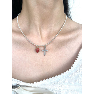 strawberry cross necklace