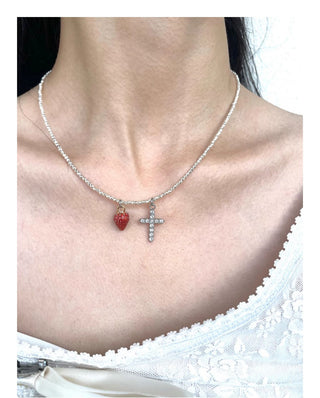 strawberry cross necklace