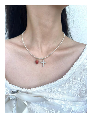 strawberry cross necklace