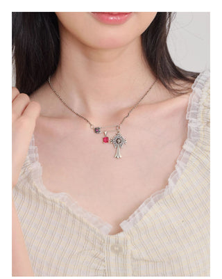 goth rose necklace