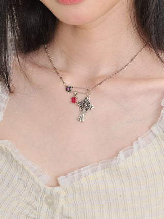 goth rose necklace