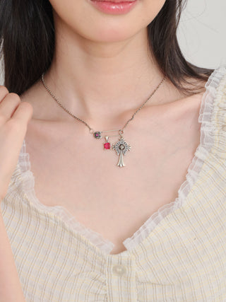 goth rose necklace