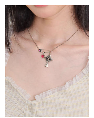 goth rose necklace