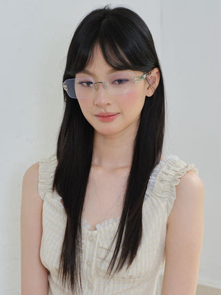 silver frameless glasses