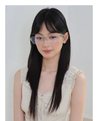 silver frameless glasses