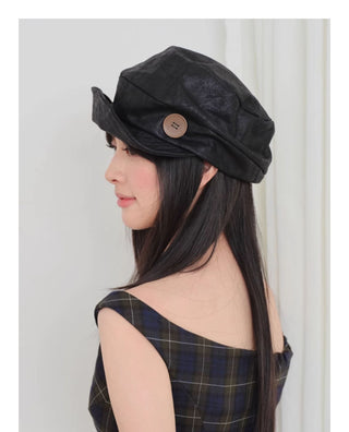 button beret hat