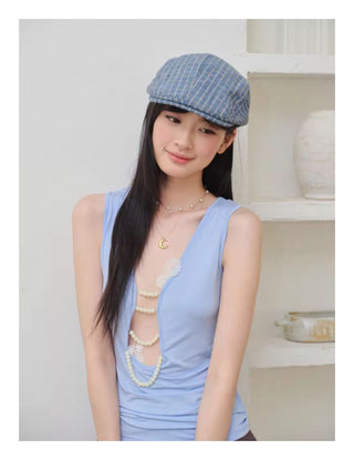 plaid painter cap