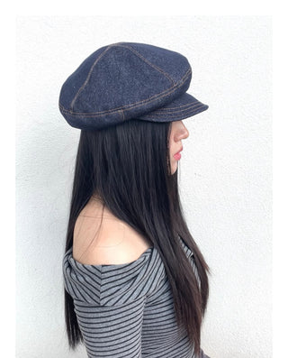 denim octagonal cap