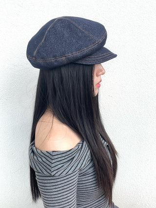 denim octagonal cap