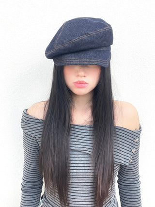 denim octagonal cap