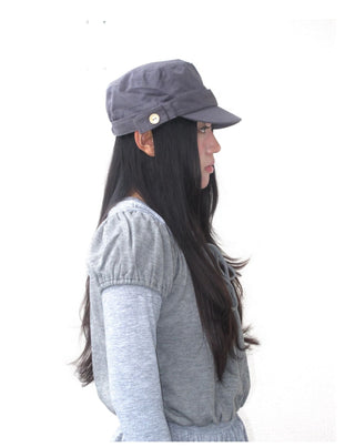 black peaked cap