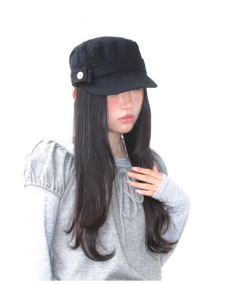 black peaked cap