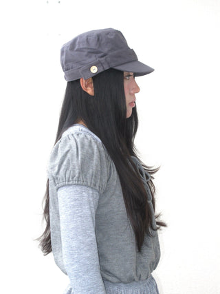 black peaked cap