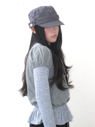 black peaked cap