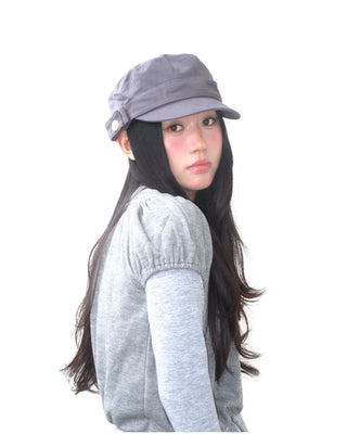 black peaked cap