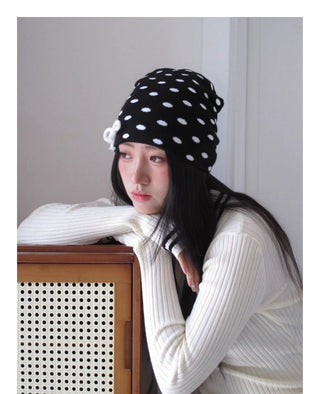 polka dot knit hat