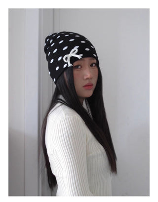 polka dot knit hat