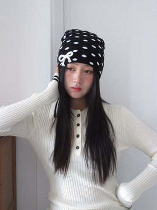 polka dot knit hat