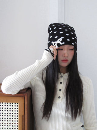 polka dot knit hat