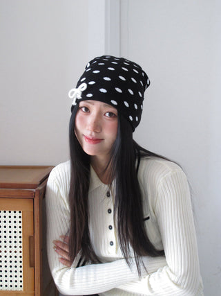 polka dot knit hat