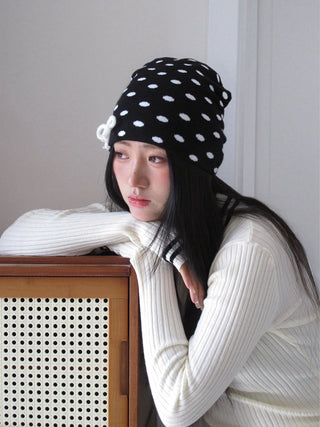 polka dot knit hat